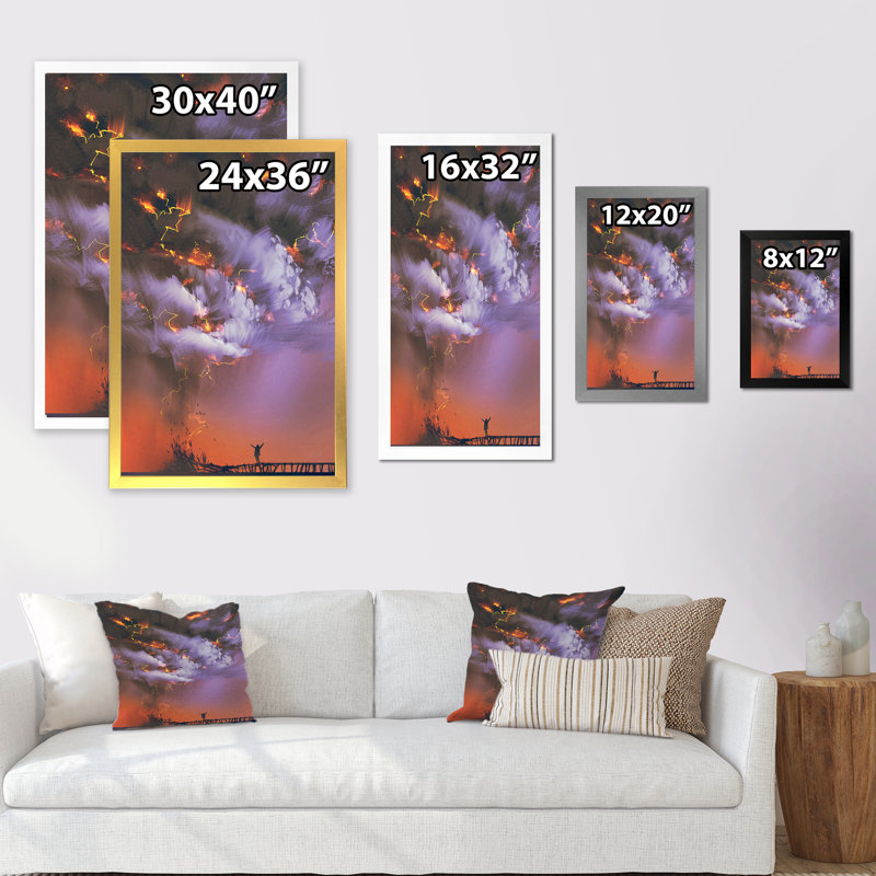 Video Game Dramatic Lightning Storm " Video Game Dramatic Lightning Storm ", Black Picture Framed, 20" H x 12" W x 1" D