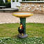 Bain d'oiseaux en béton à colonne avec détails de tournesol de style architectural - finition jaune classique, l 20 po x H 23 po