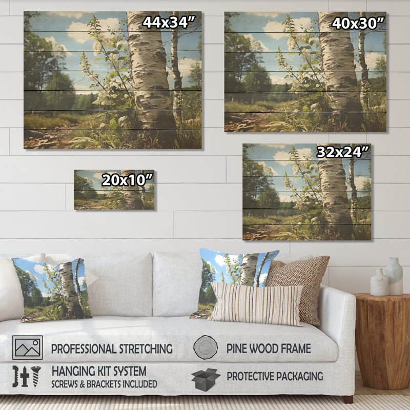 Birch Tree Forest Essence III - Impression sur bois, H 24 po x l 32 po