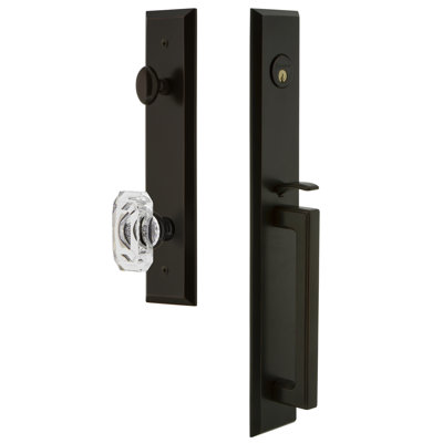 Fifth Avenue One-Piece Complete Inactive Dummy Handleset with D Grip and Baguette Clear Crystal Knob