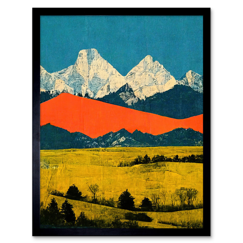 Winter Mountains Landscape Papercut - Single Picture Frame Print