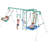 Swing Sets For Backyard With Monkey Bars, Belt Swing, Platform Swing, Climbing Net, Trapeze Bar, Outdoor Playset For Kids