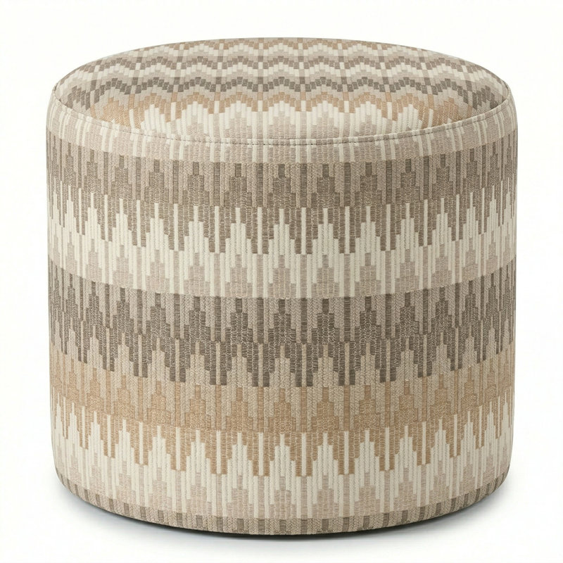 Berlin Gardens Lilly Hive 20" Round Pouf, Gray/Beige