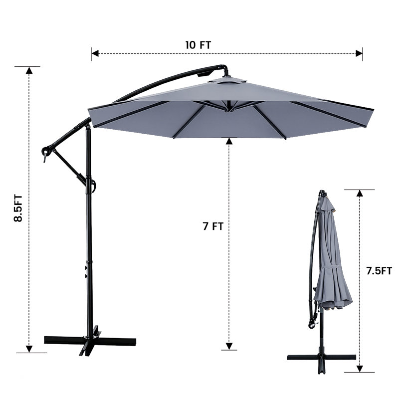 Parasol en porte-à-faux 120 po, Gris