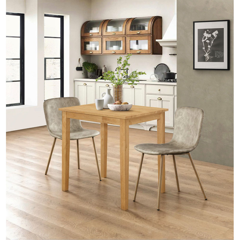 Langdon 2 - Person Rubberwood Solid Wood Dining Set