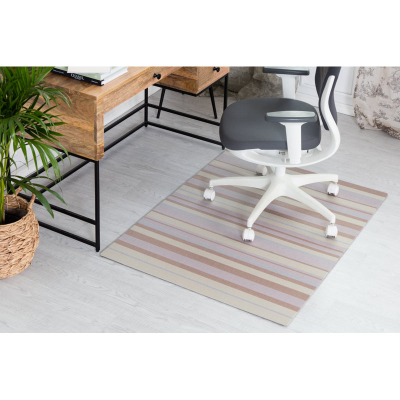 Avalon Blue and Brown Striped Office Chair Mat 36x48