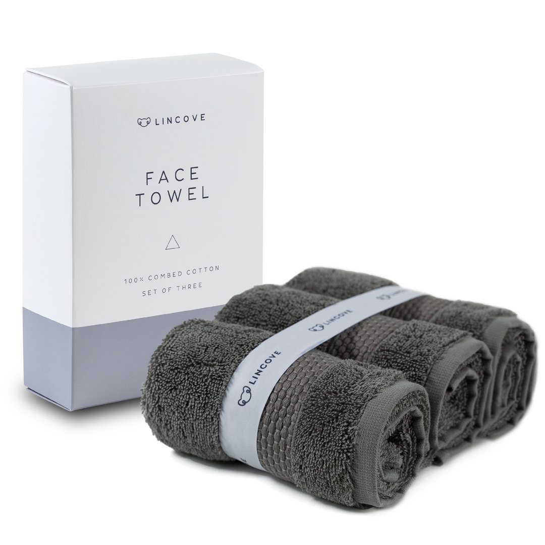 Lincove 100% Turkish Cotton Luxury Face Towels for Bathroom - Highly Absorbent & Eco Friendly (Set of 3) Lincove® 