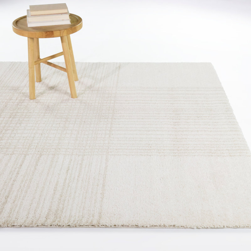 Paleczny Beige/Cream Modern Minimalist Area Rug, Rectangle 5'3" x 7'