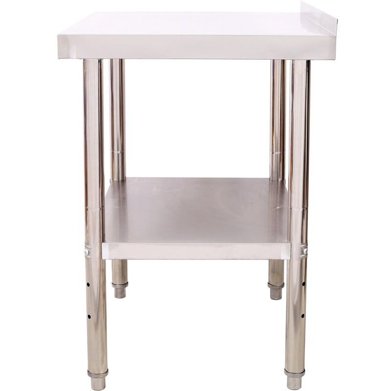 Table 30 po x 24 po en acier inoxydable de qualité commerciale avec une charge de 440 lb, tablette inférieure réglable, bords lisses pour une capacité de préparation élevée au restaurant, hôtel à 3 réglages de hauteur