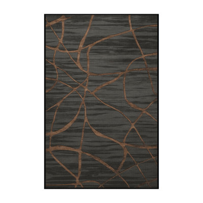 Machine Washable Abstract Black Area Rug