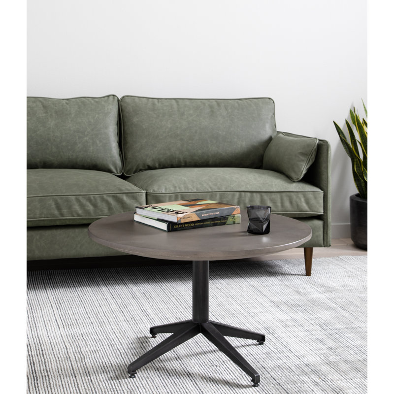 Reese Sofa, Almond Beech, Eden Sage Top Grain Leather