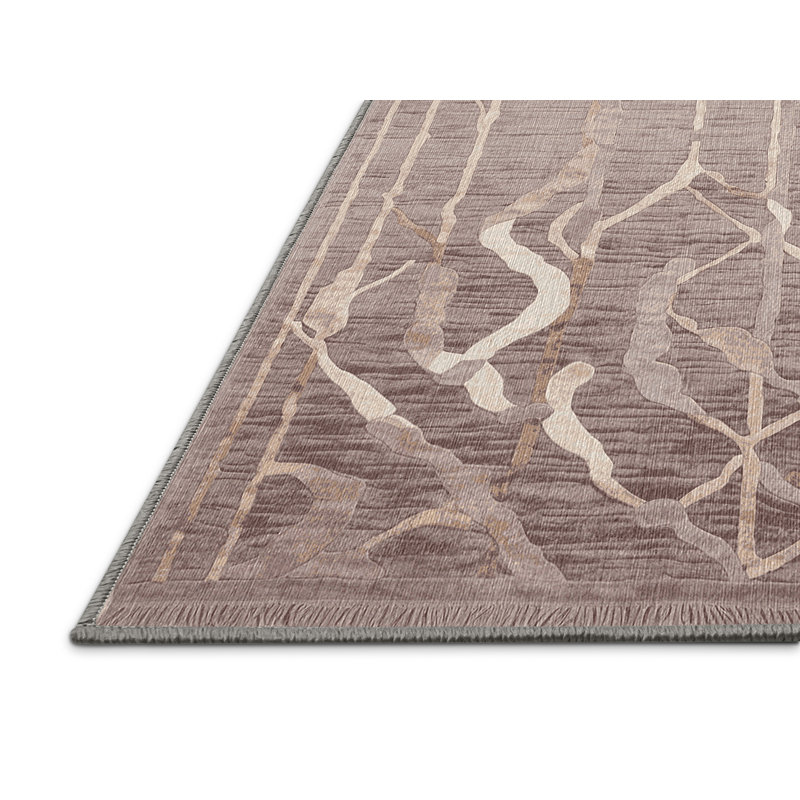 Machine Washable Grey Area Rug, Rectangle 6' x 9'