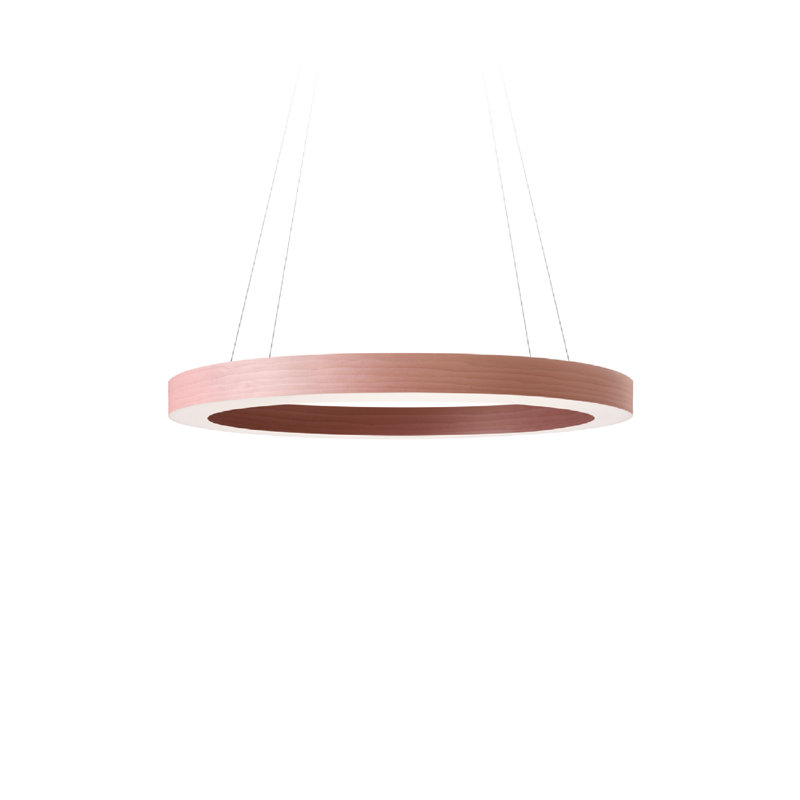 Oh! Line 1 - Light LED Chandelier, Matte Black, Natural Cherry, 2" H x 23.6" W x 23.6" D