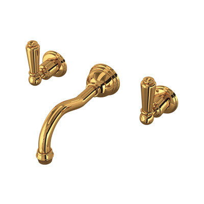 Edwardian Wall Mount Lavatory Faucet Trim With Column Spout