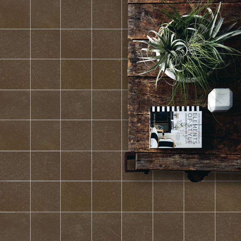 Literary License 6'' W x 6'' L Porcelain Concrete Look Singular Tile, Hickory