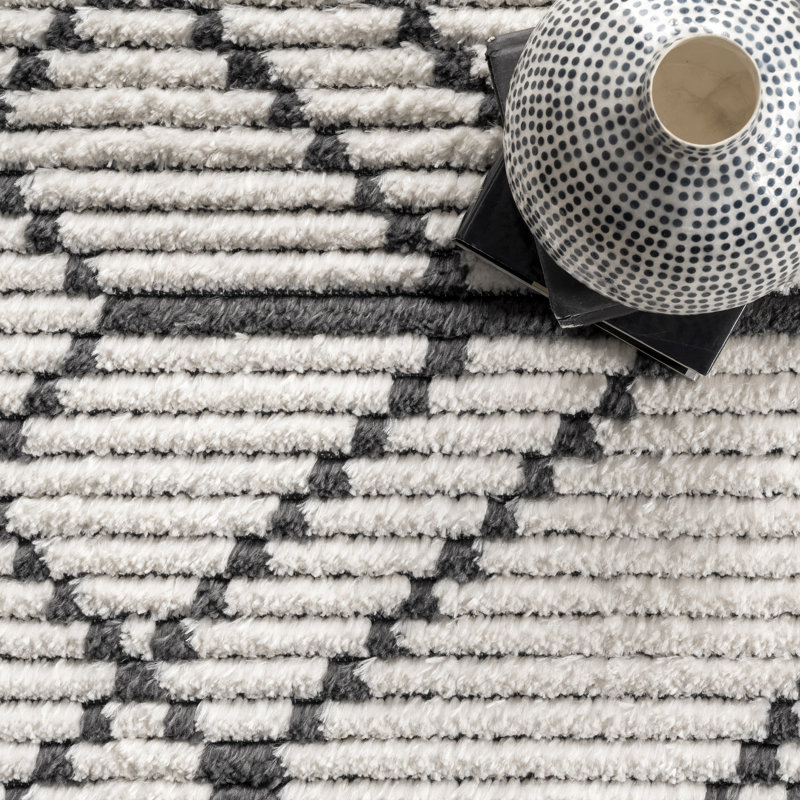 Tapis beige à poils longs texturé Nola, Tapis de couloir 2 pi 8 po x 8 pi