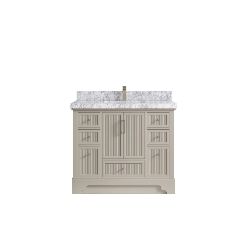 Alys 42'' Single Bathroom Vanity with Quartz Top, Carrara Marble