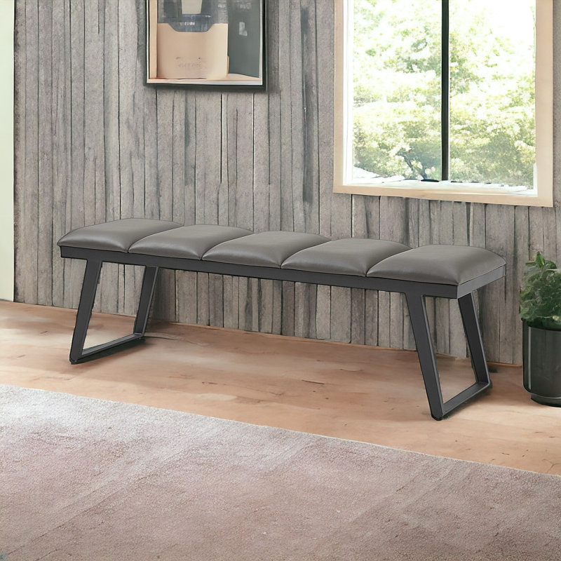 Banc rembourré en similicuir de 57 po Dumfries, Gris foncé