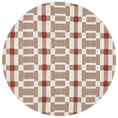 Jassir Hand Tufted Wool & Cotton Geometric Rug in Ivory/Beige
