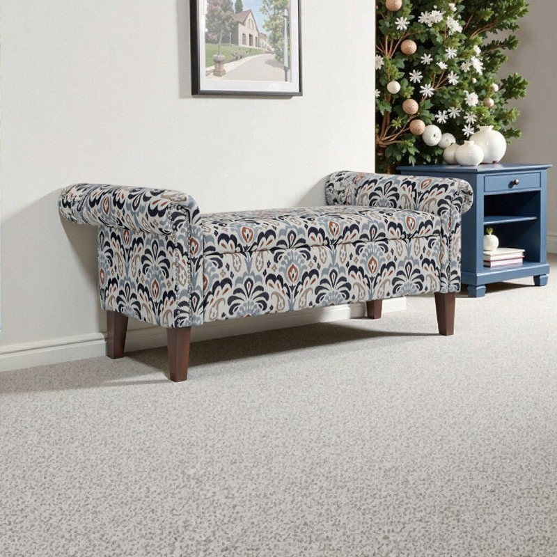 Banc de rangement avec repose-pieds Conrad, Gris