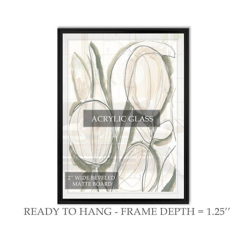 « neutral tropical i »-impression sur toile, H 18,5 po x l 24,5 po x P 1,5 po, Cadre noir