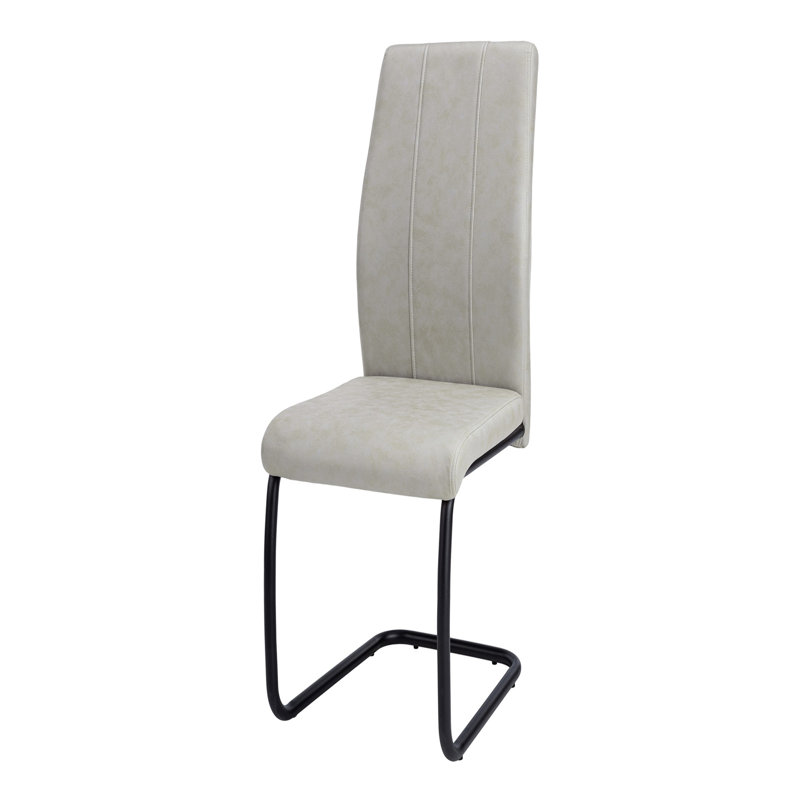 Ensemble de 2 chaises de salle à manger latérales Liam, similicuir capitonné, base en porte-à-faux, Gris, Noir