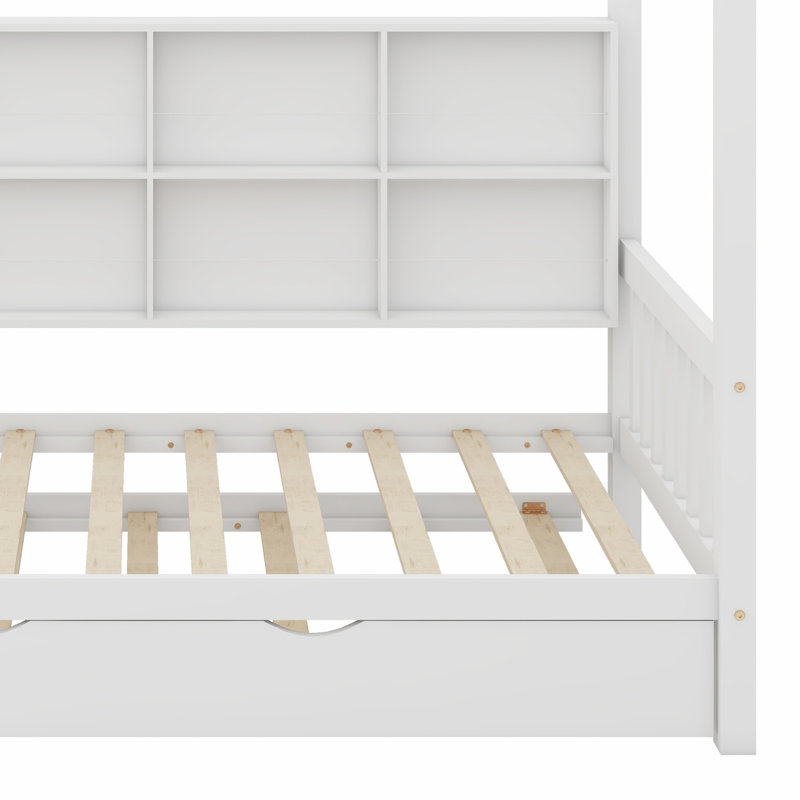 Lit House avec lit gigogne, lit pour enfant avec tablette