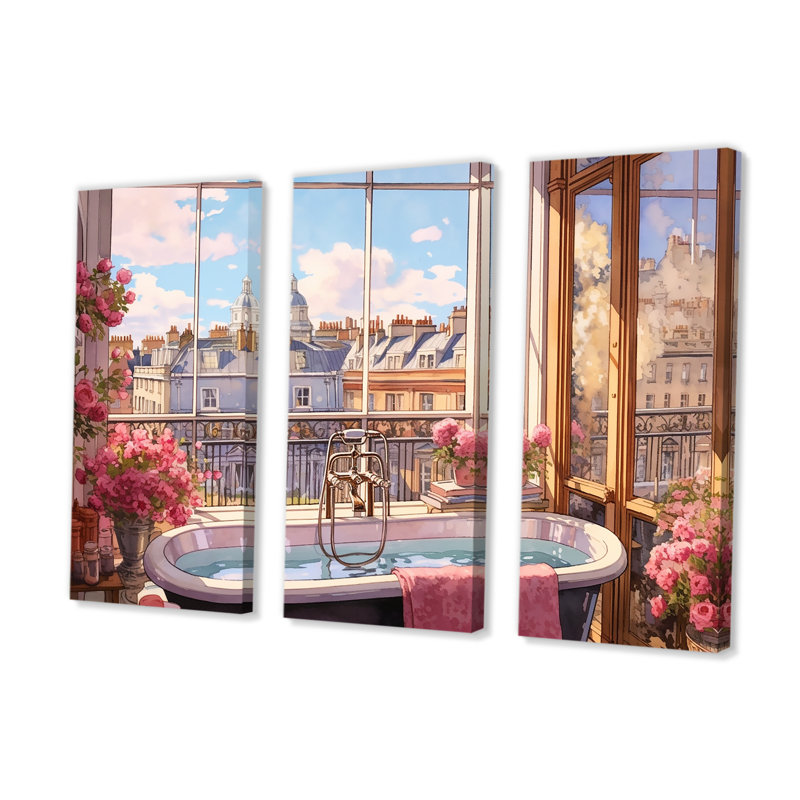«Elegant London Bathaign City View I», ensemble d'art mural sur toile City London, H 28 po x l 36 po x P 1 po