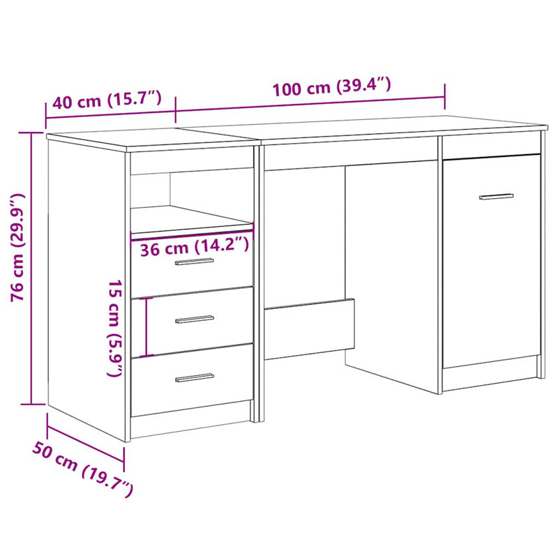 Hery Writing Desk, Artisan Oak
