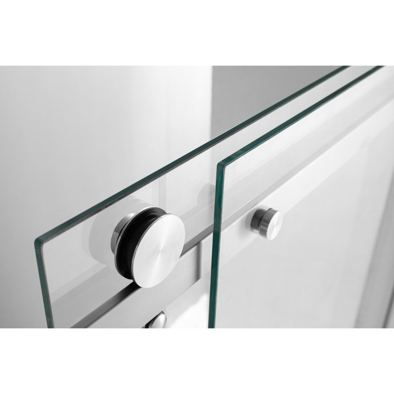 Kingston Brass 60-Inch Acrylic Rectangular 3-Wall Alcove Tub With Tub Door, Drain, Brushed Nickel, Right Opening