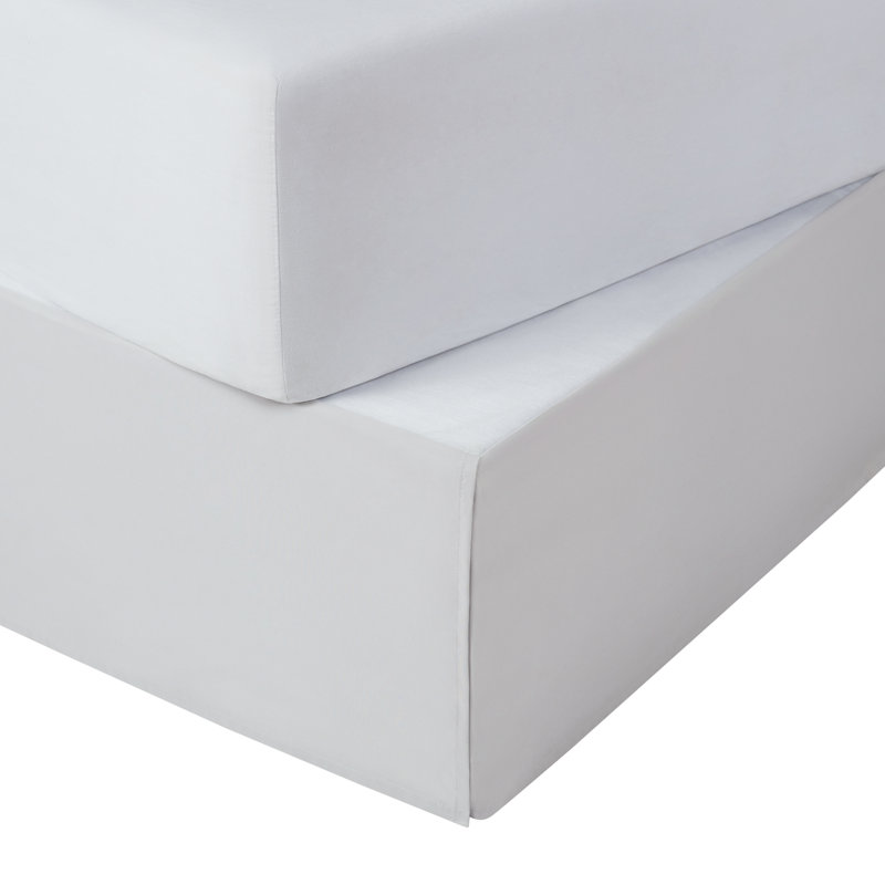 Light Gray Polyester Queen Bed Skirt with 13-Inch Drop