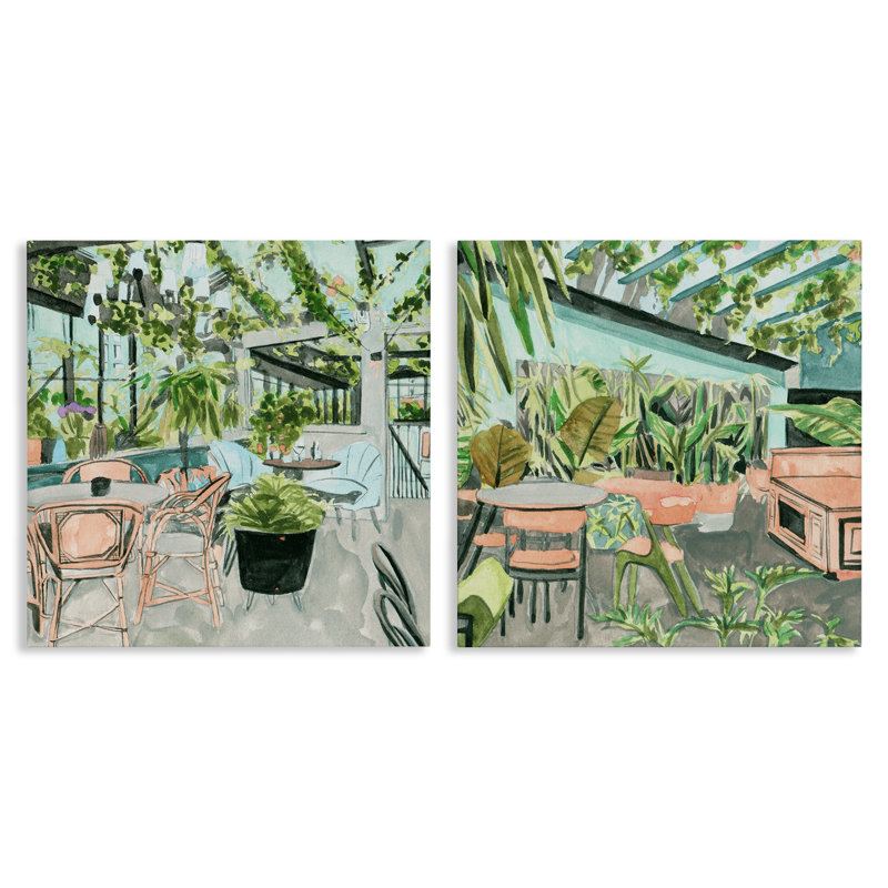  Ensemble de 2 impressions sur toile, "Plant Fills Café Views" par Melissa Wang, H 24 po x l 24 po