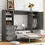 Grand lit escamotable mural avec placard, tiroirs et tablettes