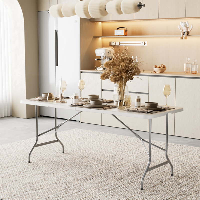 Fold-in-Half Banquet Table with Handle, 29.13" H x 70.87" L x 27.56" D