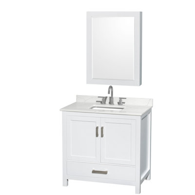 Meuble-lavabo simple 36 po avec comptoir en quartz et armoire à pharmacie Sheffield