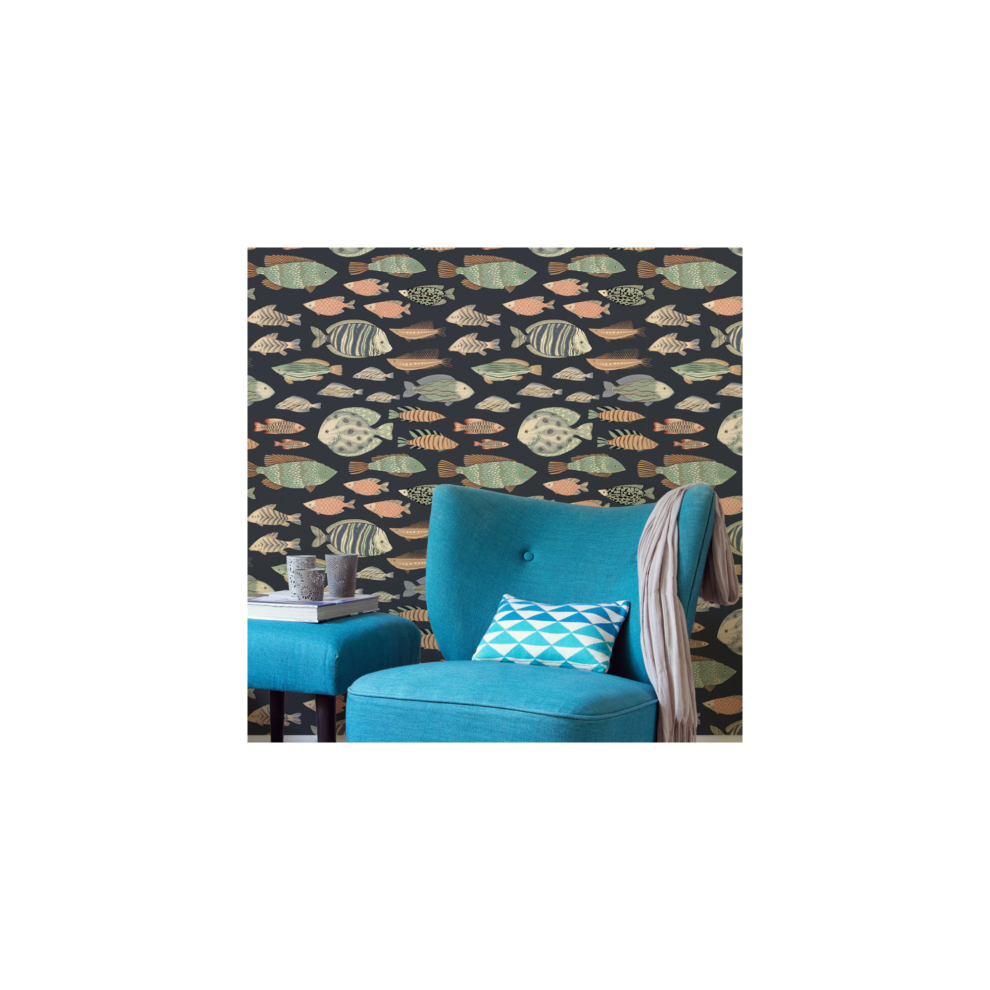 Marine Fish Peel And Stick Wallpaper, Nightfall