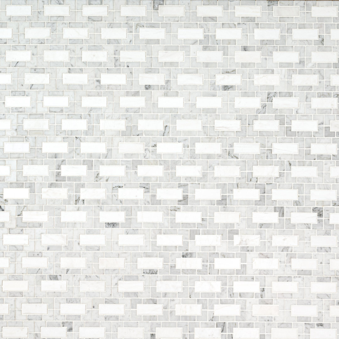 Calabria Frost Geometric 12 in. x 12 in. Polished Marble Mosaic Floor and Wall Tile Ackland