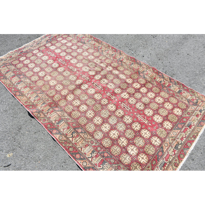 Grand tapis turc rouge tissé à la main idéal pour la chambre à coucher ou le bureau