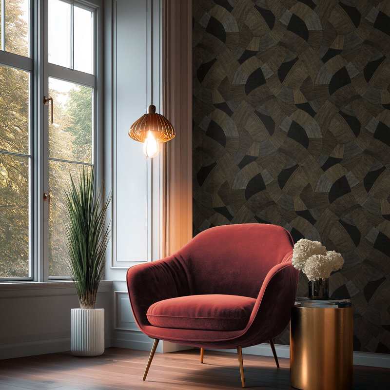 Havana 2 Collection Abstract Geometric Wallpaper Roll, Bronze