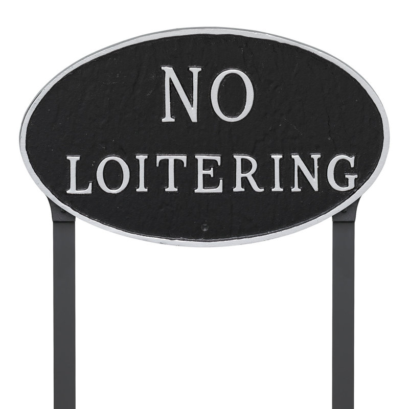 Enseigne de jardin loitering statement, Noir / argent