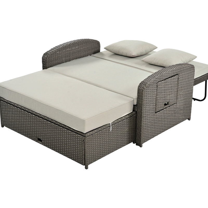 Pe Double Chaise, 2, Adjustable Back, Cushions With Heavy-duty And All-weather Fabric 2 Reclining Daybed, 3-height Protective Covers