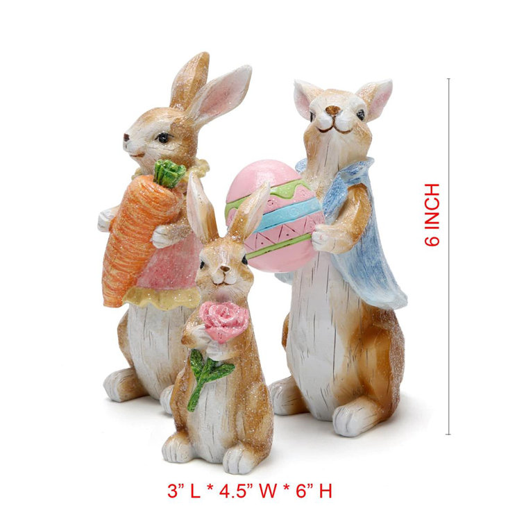Ceramic Bunny Figurines, Set of 3
