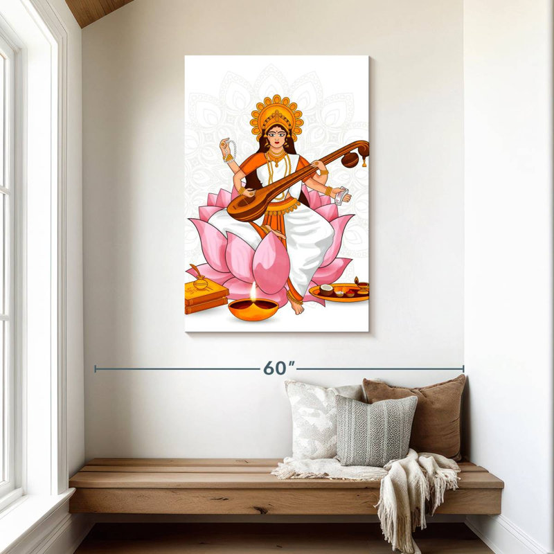 Déesse Adella Saraswati, H 45 po x l 30 po