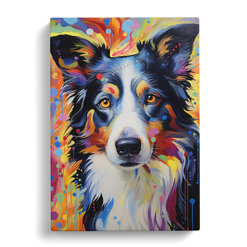 Border Collie Expressionism - Wrapped Canvas, 76cm H x 50cm W x 3cm D