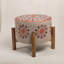 Tabouret brodé en coton Mandala