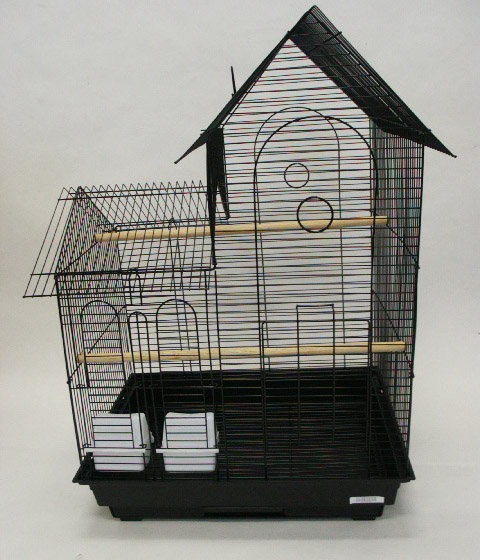 Cage à oiseaux avec 2 portes, Noir