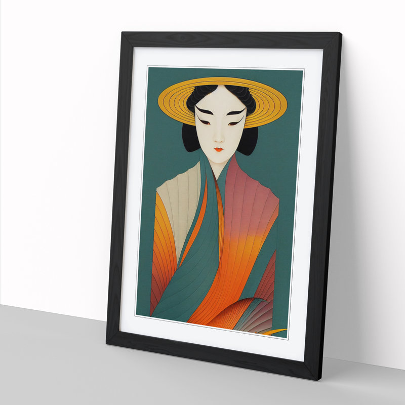 Korean Woman - Picture Frame Print, 64cm H x 46cm W x 2cm D, Oak