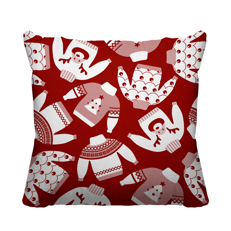 Coussin décoratif intérieur / extérieur Christmas, L 19 po x H 19 po, Rouge