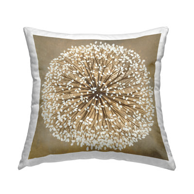 Coussin moderne à imprimé pissenlit brun clair par Liz Jardine