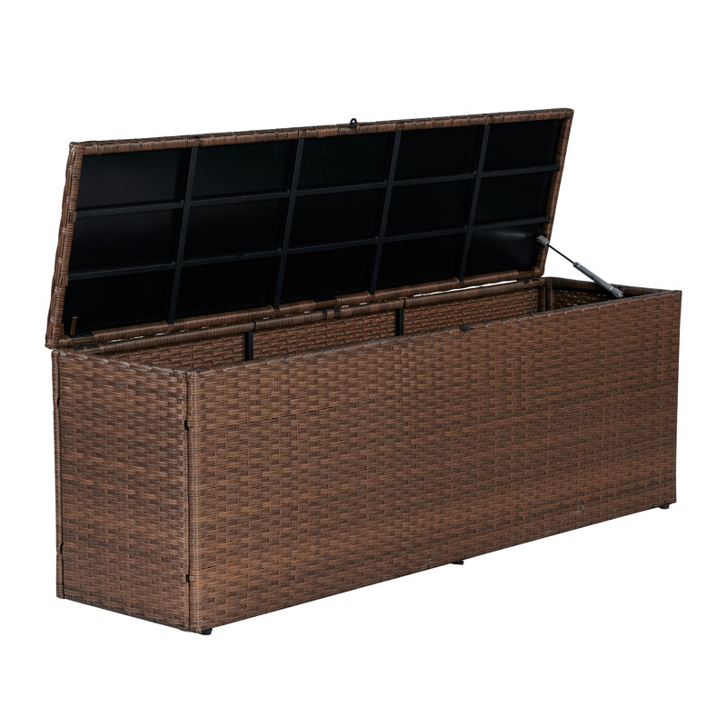 Brown Wicker and Steel Lockable Deck Storage Box